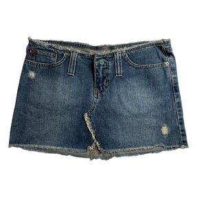 hollister blue denim jean skirt womens size 2 frayed 90's y2k vintage